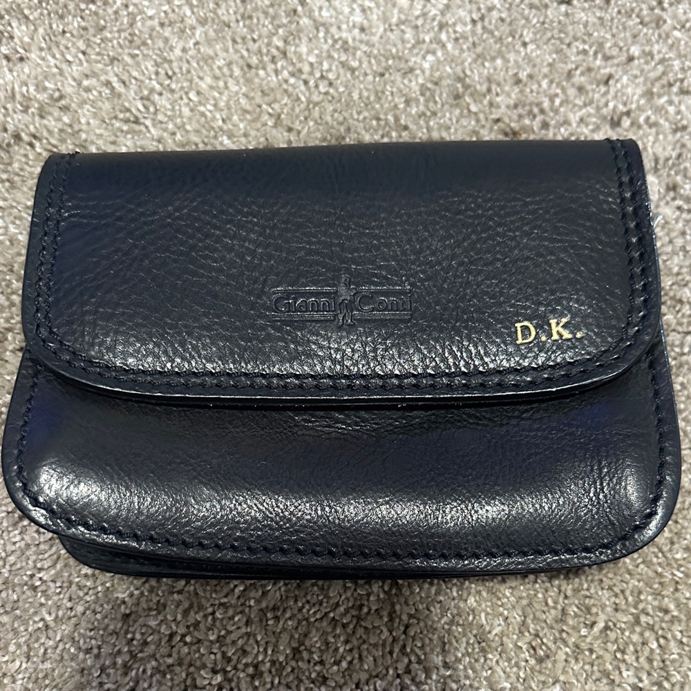 Giani Bernini Black Pebbled Leather Monogrammed Wallet Clutch - Picture 1 of 8